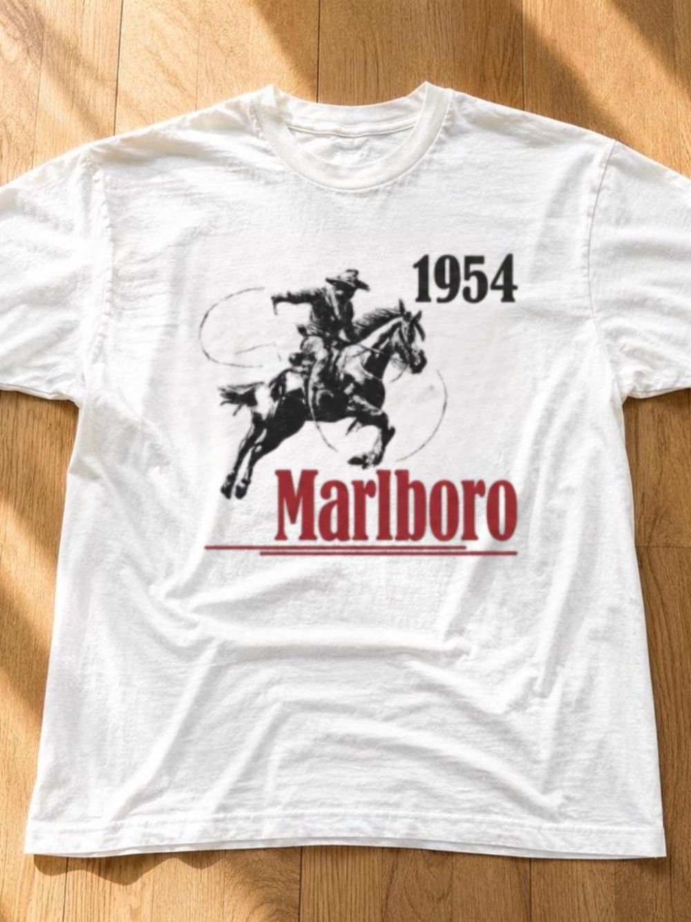 Gildan Marlboro 1954 White Graphic Tee - Cowboy Western